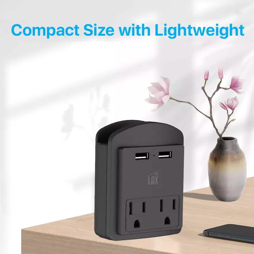 Lot de 2 : Multiprise murale 2 prises et 2 ports USB
