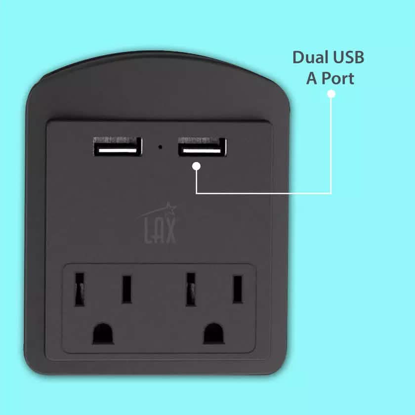 Lot de 2 : Multiprise murale 2 prises et 2 ports USB