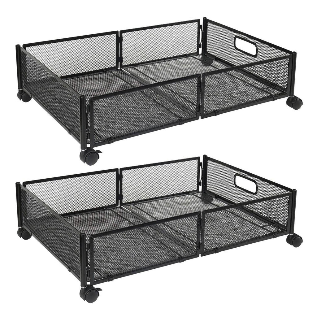 Lot de 2 : bac de rangement pliable à roulettes sous le lit