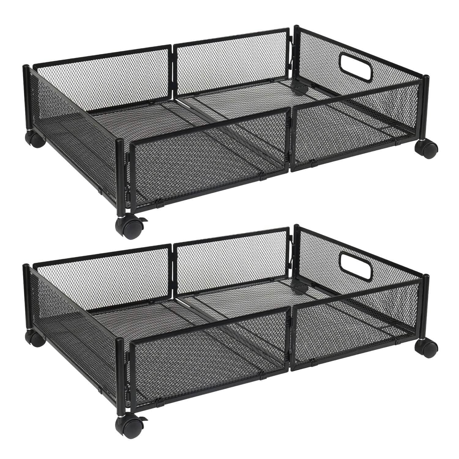 Lot de 2 : bac de rangement pliable à roulettes sous le lit