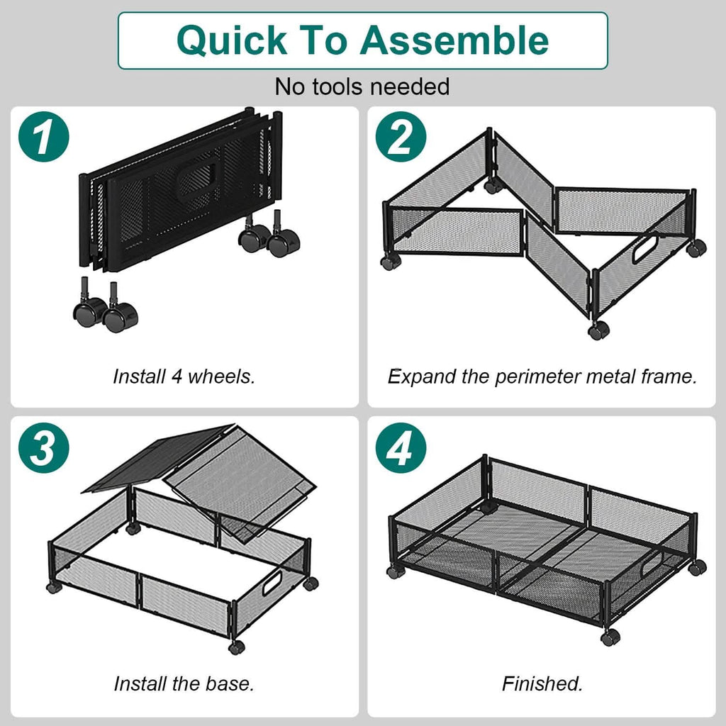 Lot de 2 : bac de rangement pliable à roulettes sous le lit