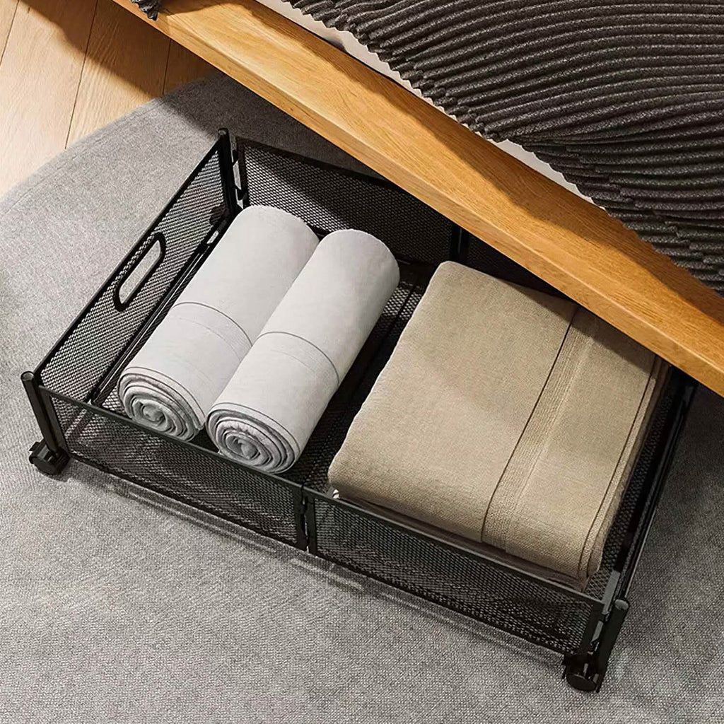 Lot de 2 : bac de rangement pliable à roulettes sous le lit