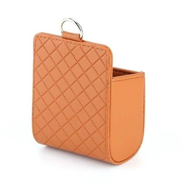 Lot de 2 : Pochette universelle en cuir PU pour téléphone portable, à fixer sur la grille d'aération de voiture