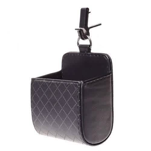 Lot de 2 : Pochette universelle en cuir PU pour téléphone portable, à fixer sur la grille d'aération de voiture