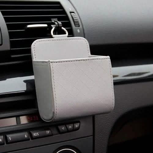 Lot de 2 : Pochette universelle en cuir PU pour téléphone portable, à fixer sur la grille d'aération de voiture