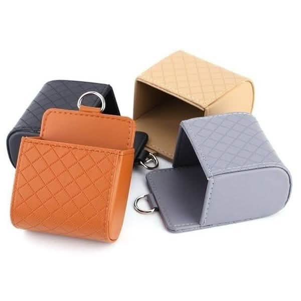 Lot de 2 : Pochette universelle en cuir PU pour téléphone portable, à fixer sur la grille d'aération de voiture
