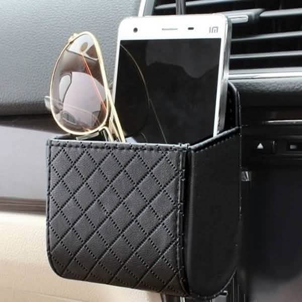 Lot de 2 : Pochette universelle en cuir PU pour téléphone portable, à fixer sur la grille d'aération de voiture