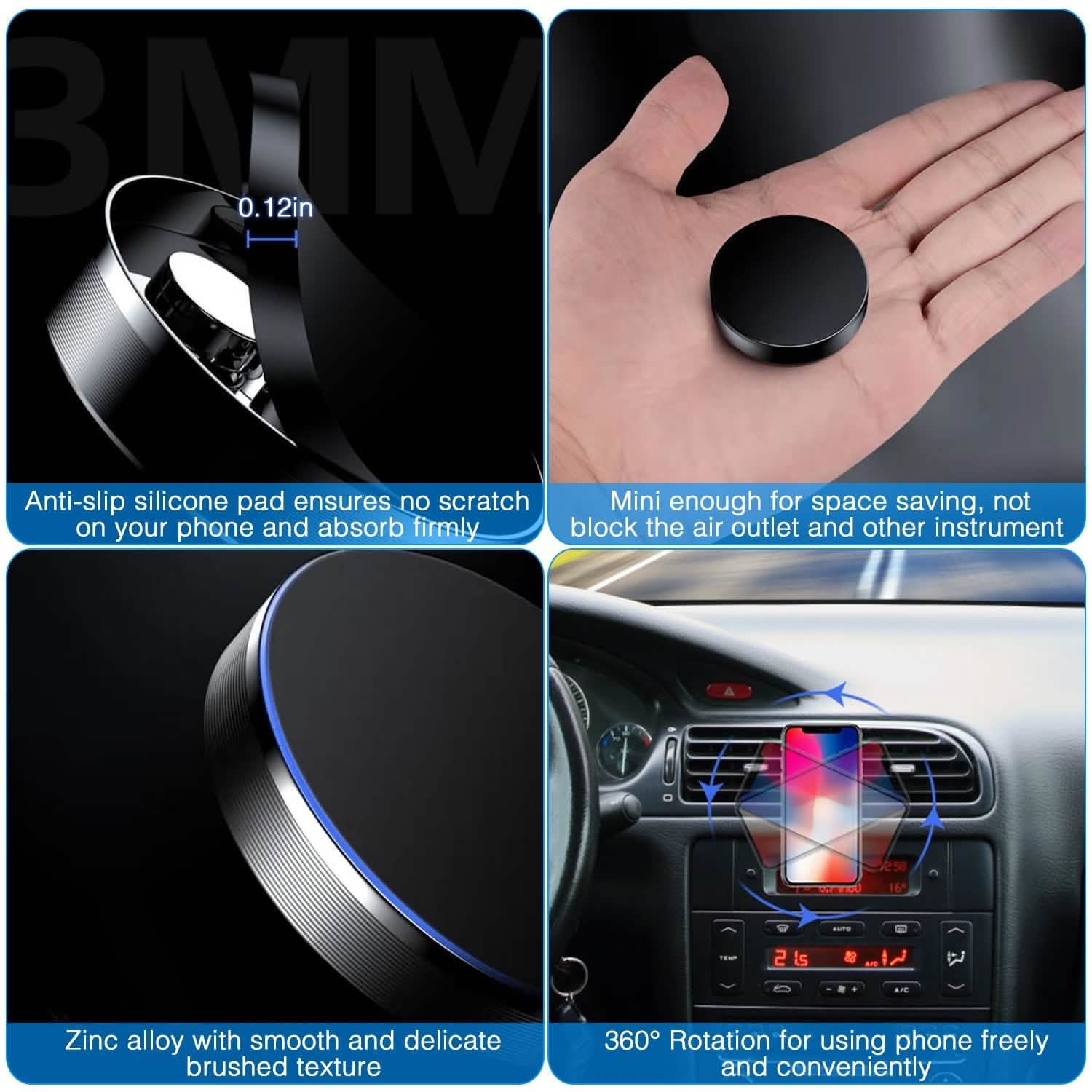 Lot de 2 supports magnétiques universels pour tableau de bord de voiture