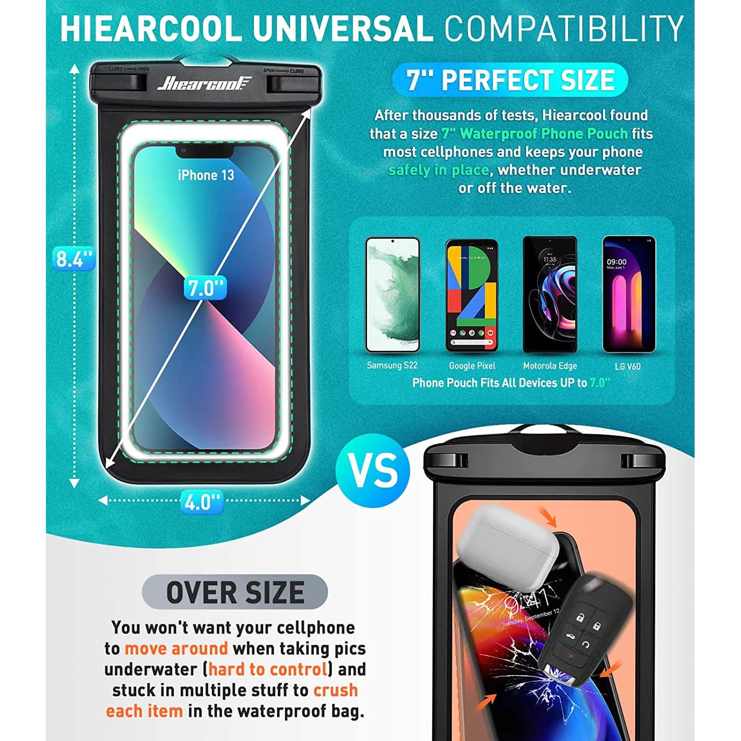 Lot de 2 : Housse étanche universelle pour téléphone portable