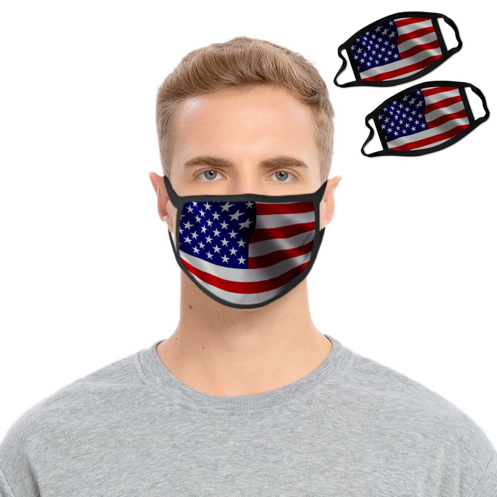 Lot de 2 : Masque réutilisable lavable drapeau américain des États-Unis