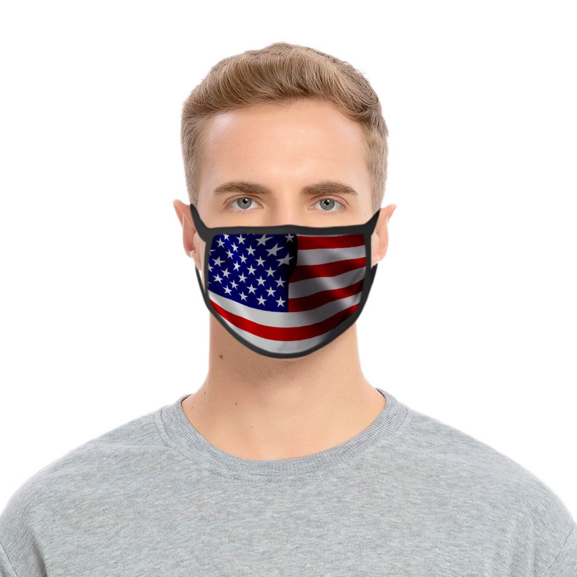Lot de 2 : Masque réutilisable lavable drapeau américain des États-Unis