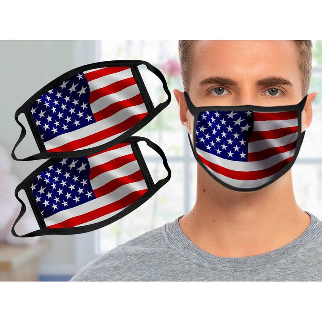 Lot de 2 : Masque réutilisable lavable drapeau américain des États-Unis