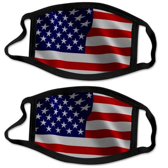 Lot de 2 : Masque réutilisable lavable drapeau américain des États-Unis
