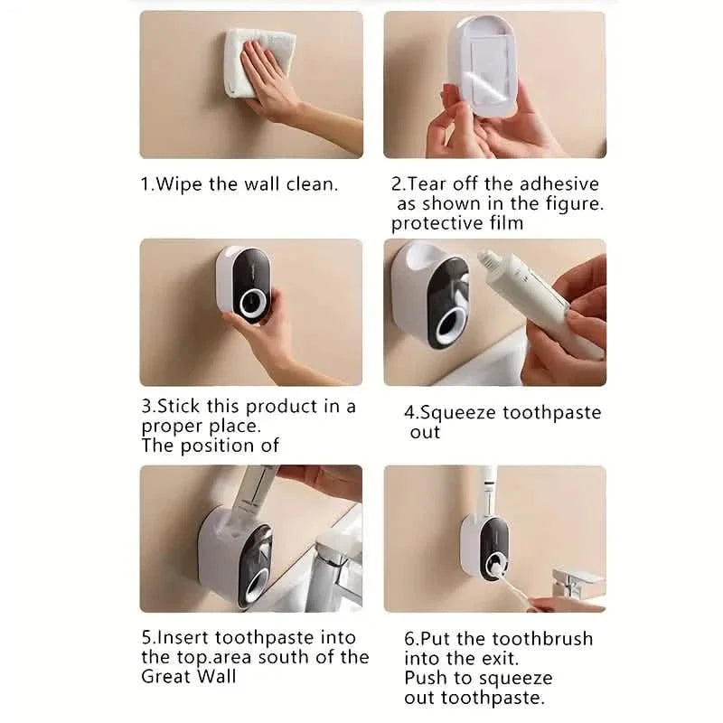 Lot de 2 : Distributeur automatique de dentifrice mural