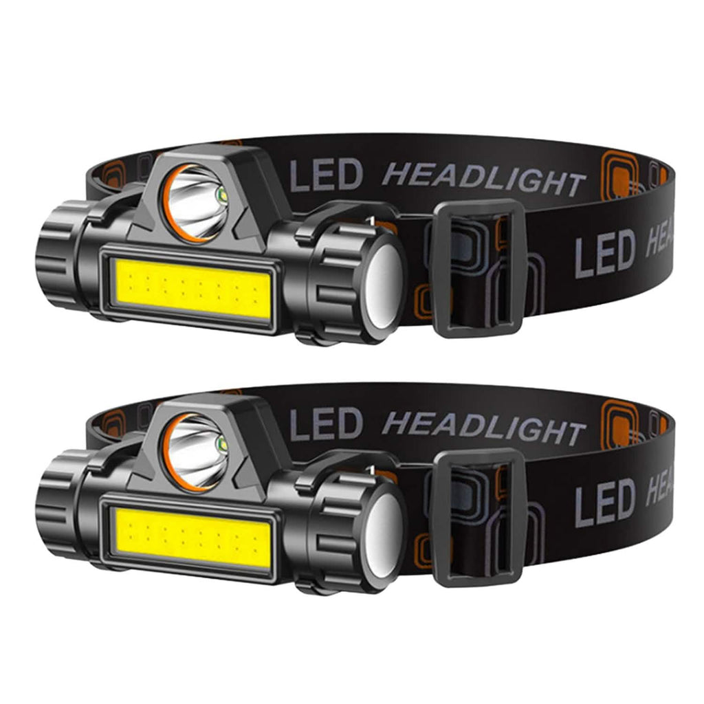 Lot de 2 : Lampe frontale rechargeable étanche