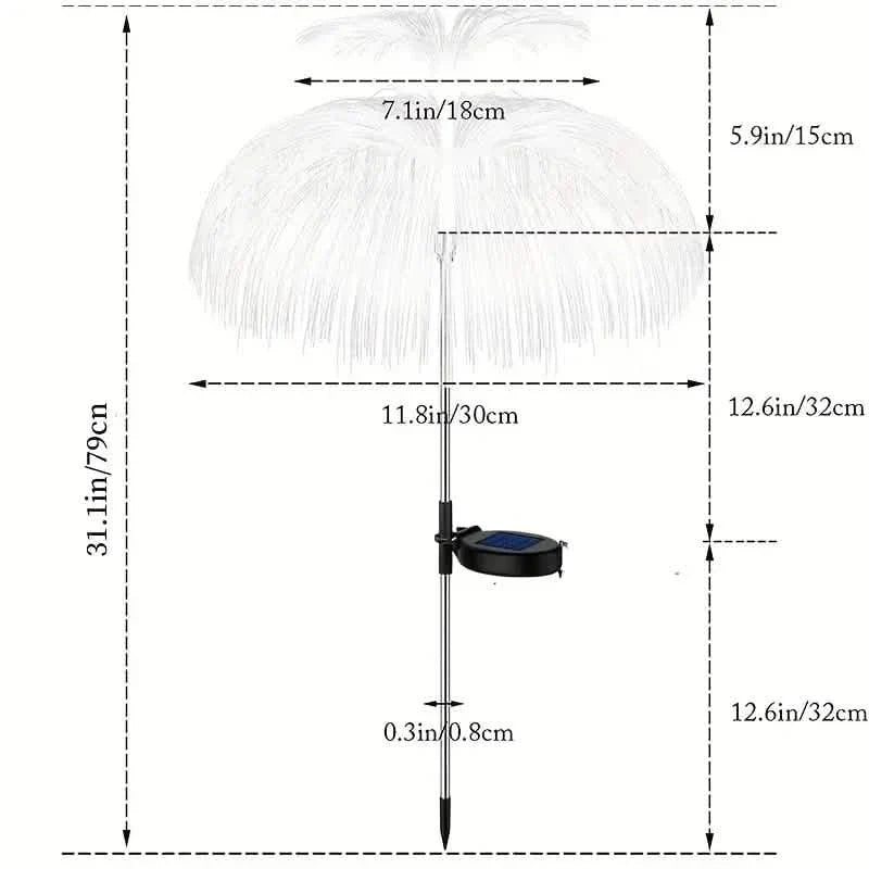 Lot de 2 : Lampe solaire méduse fibre optique étanche