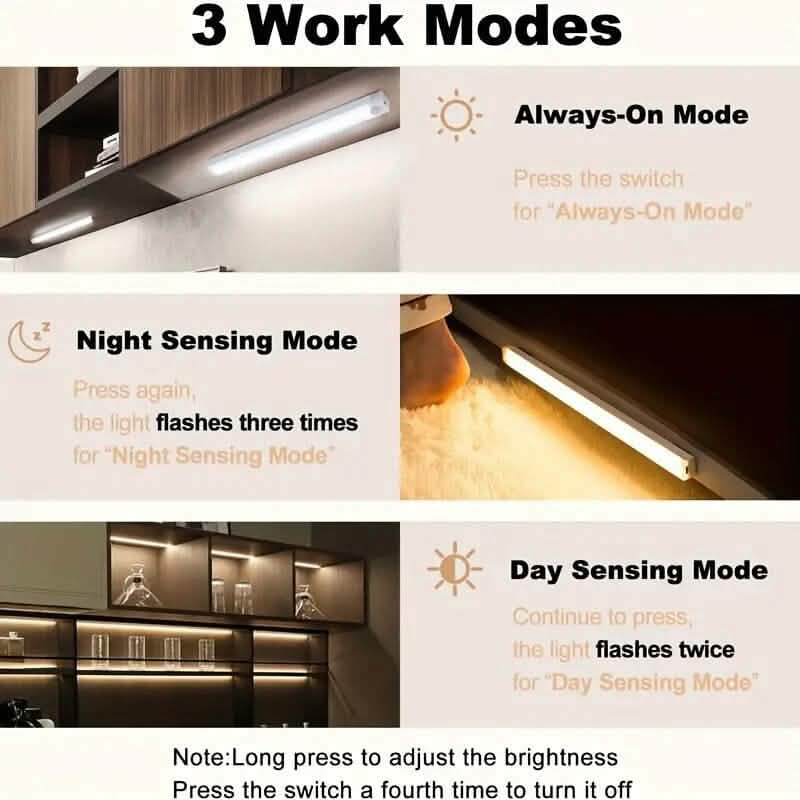 Lot de 2 : Ruban lumineux LED 12 po avec détecteur de mouvement sans fil