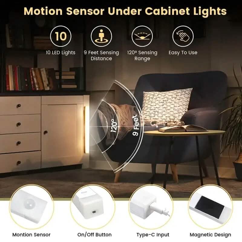 Lot de 2 : Ruban lumineux LED 12 po avec détecteur de mouvement sans fil