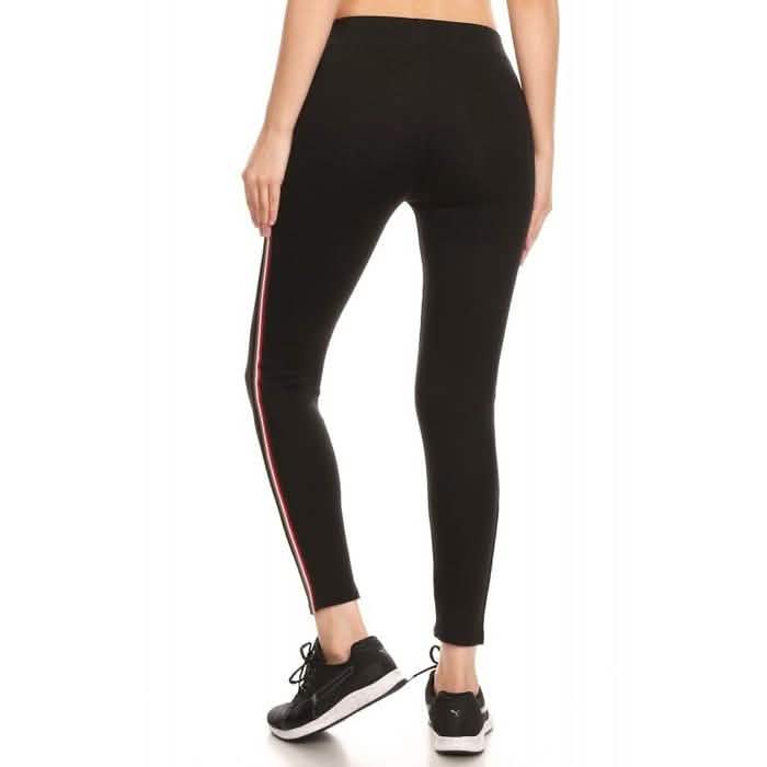 Lot de 2 : Leggings à rayures latérales en mélange de coton pour femme
