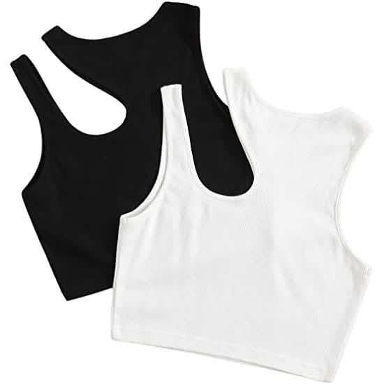 Lot de 2 : Débardeur court en maille pour femme