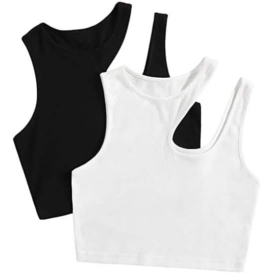 Lot de 2 : Débardeur court en maille pour femme