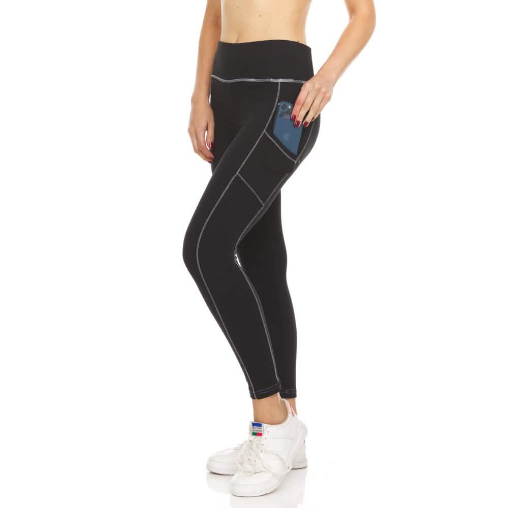 Lot de 2 : leggings de sport doublés polaire avec poches pour femme