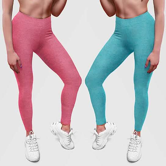 Lot de 2 : Leggings légers sans coutures longueur cheville pour femme chinés