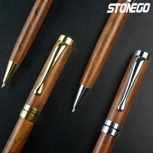 Lot de 2 : Stylo à bille tournant en bois