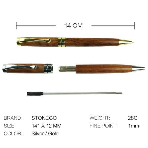 Lot de 2 : Stylo à bille tournant en bois