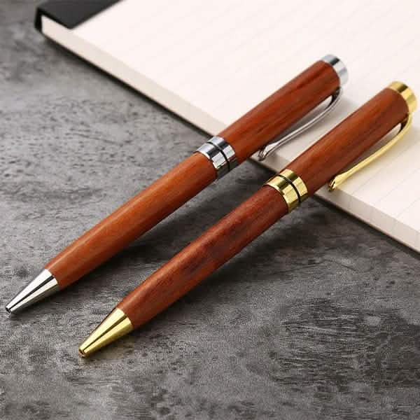 Lot de 2 : Stylo à bille tournant en bois