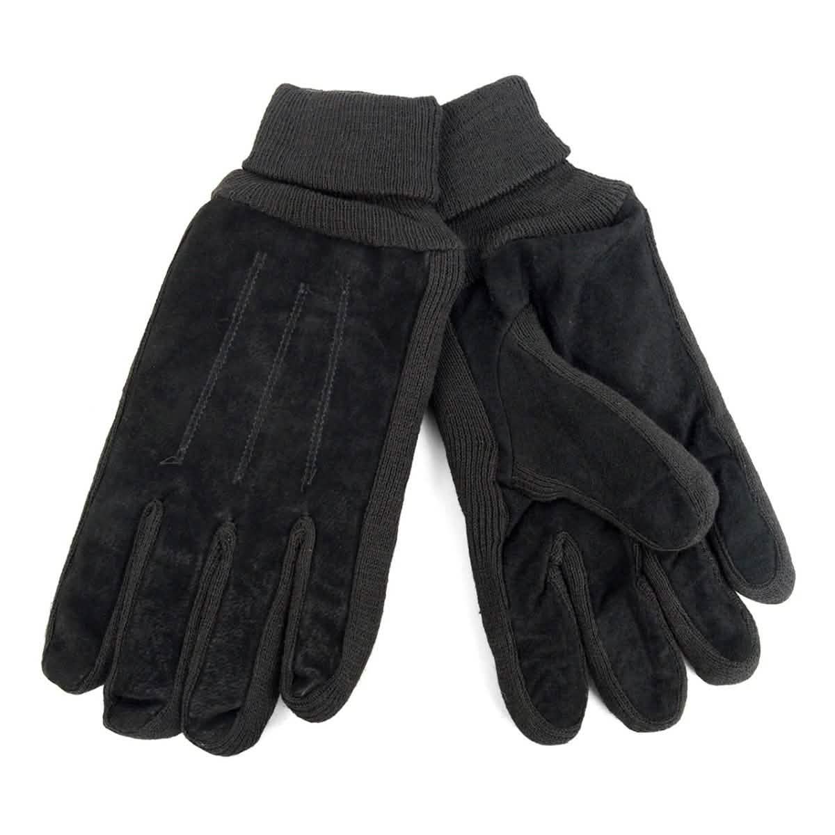Lot de 2 paires : Gants d'hiver pour hommes en cuir véritable avec doublure douce en acrylique