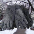 Lot de 2 paires : Gants d'hiver pour hommes en cuir véritable avec doublure douce en acrylique