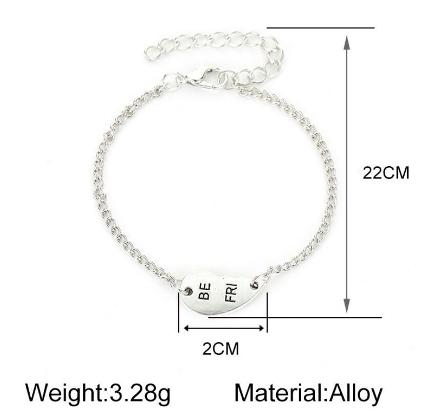 Lot de 2 bracelets d'amitié tendance avec pendentif en forme de cœur pour femmes et filles, bijoux d'amitié éternelle, jolis bracelets pour femmes, bijoux mignons, bracelet avec pendentif Sœur pour meilleure amie, meilleurs cadeaux pour amies