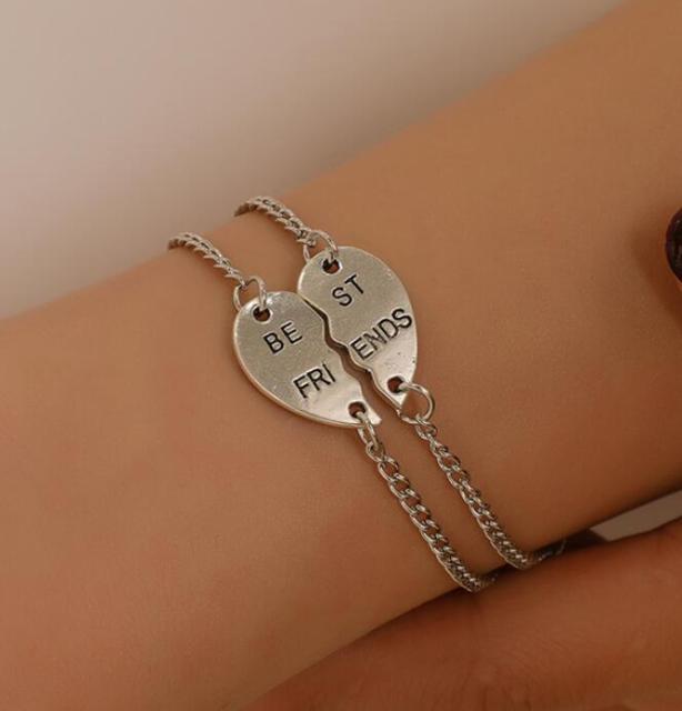 Lot de 2 bracelets d'amitié tendance avec pendentif en forme de cœur pour femmes et filles, bijoux d'amitié éternelle, jolis bracelets pour femmes, bijoux mignons, bracelet avec pendentif Sœur pour meilleure amie, meilleurs cadeaux pour amies