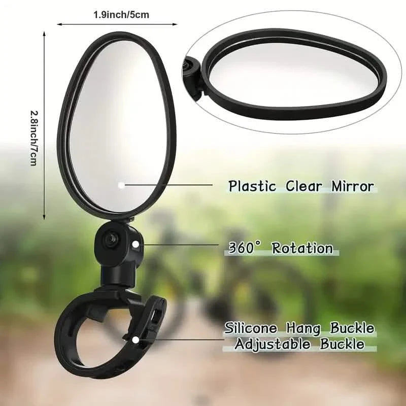Lot de 2 : Rétroviseur de guidon rotatif à 360° réglable - Rétroviseur de vélo grand angle
