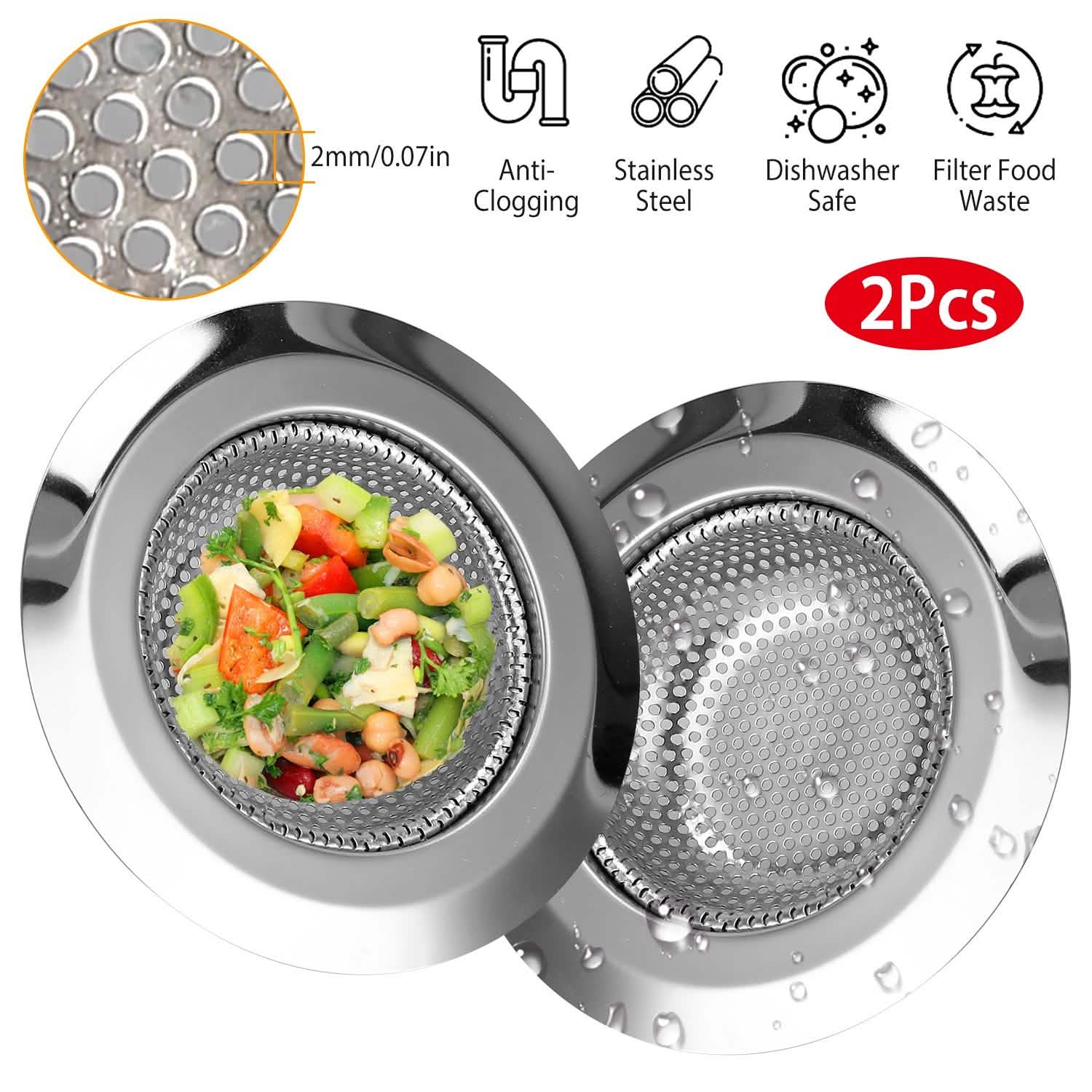 Ensemble de 2 passoires d'évier de cuisine de 11,5 cm