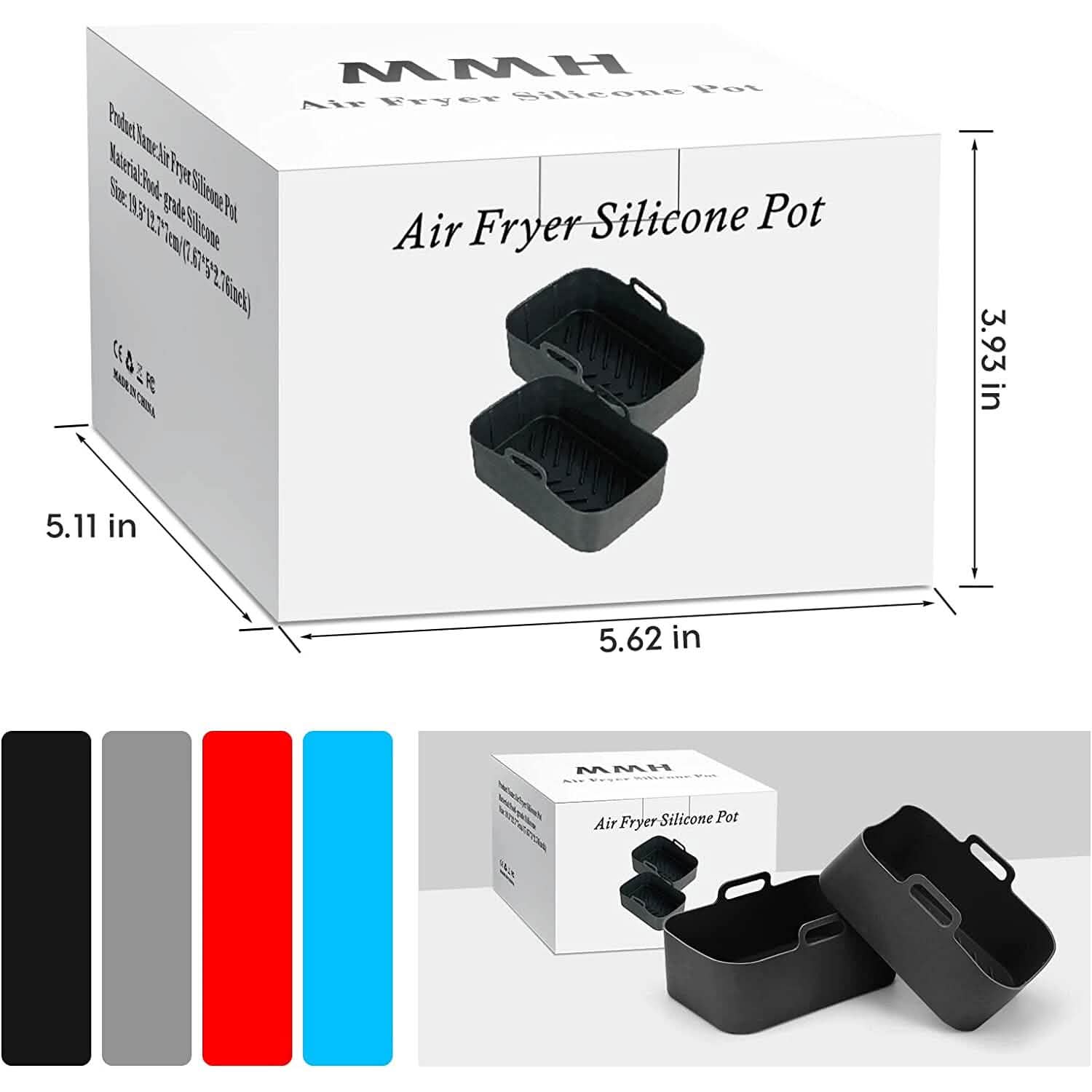 Lot de 2 : Pot en silicone pour friteuse à air