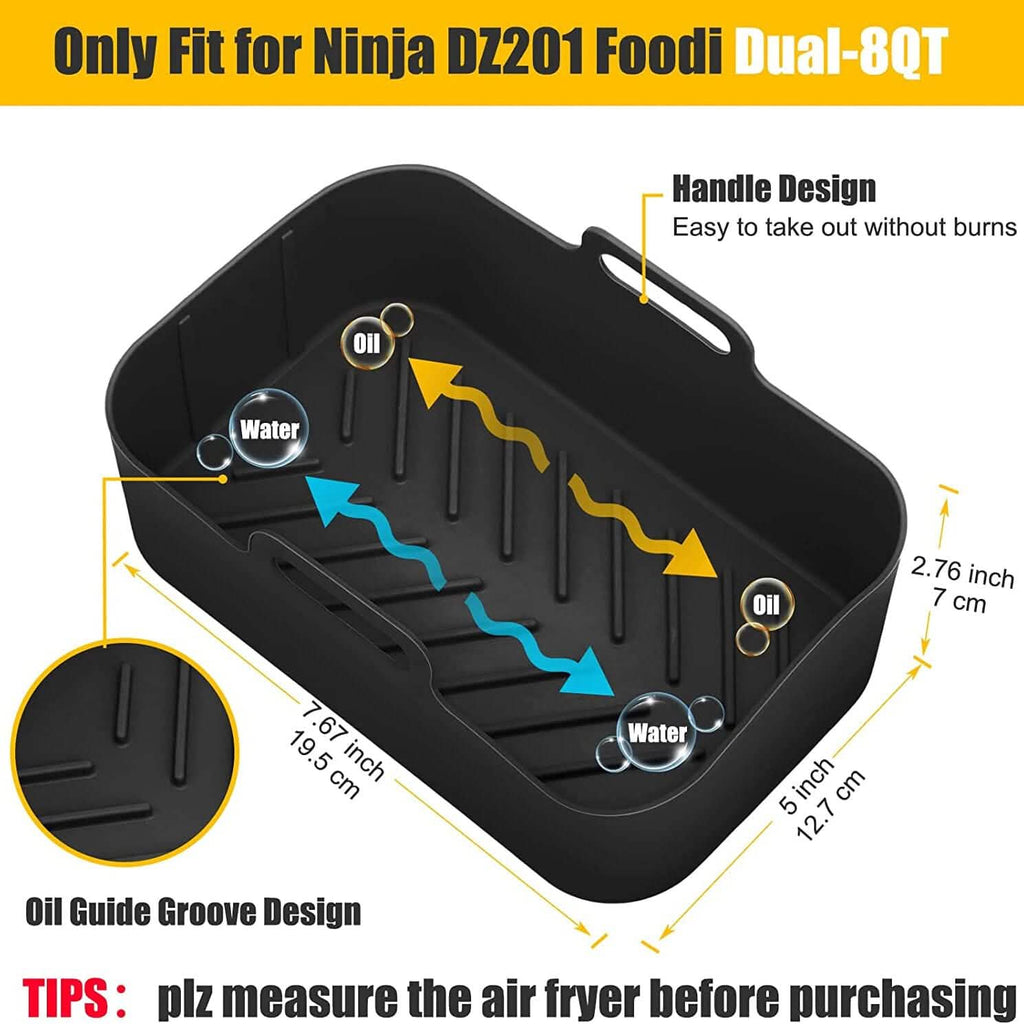 Lot de 2 : Pot en silicone pour friteuse à air
