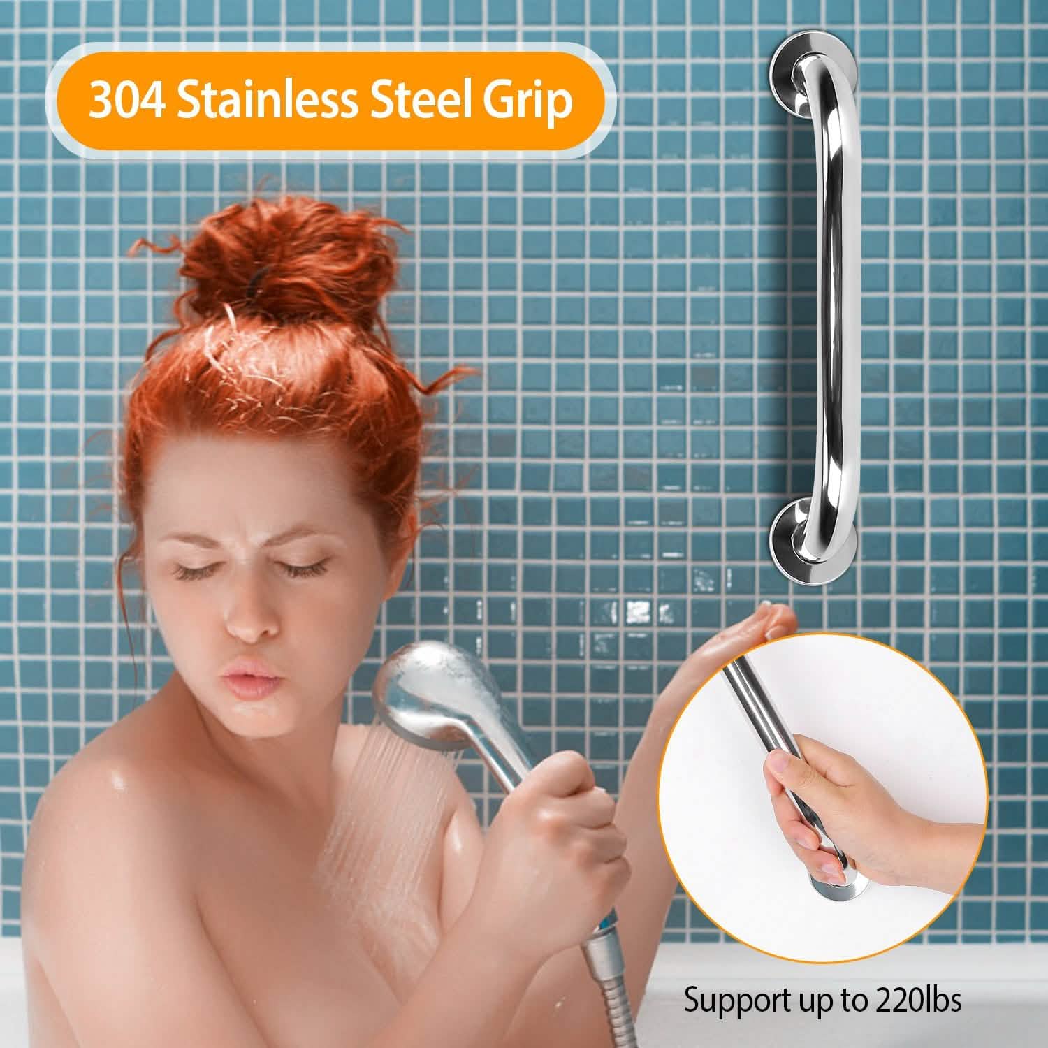 Lot de 2 : Barre d'appui de douche