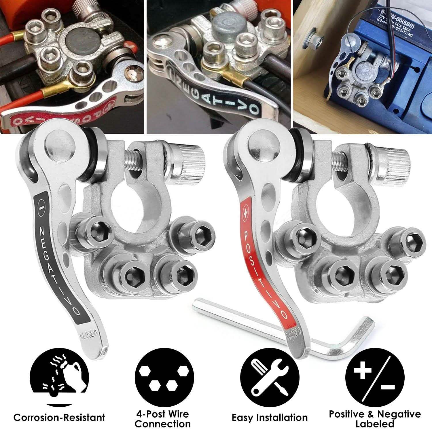 Lot de 2: Connecteur de borne de batterie à déconnexion rapide pour batterie de voiture