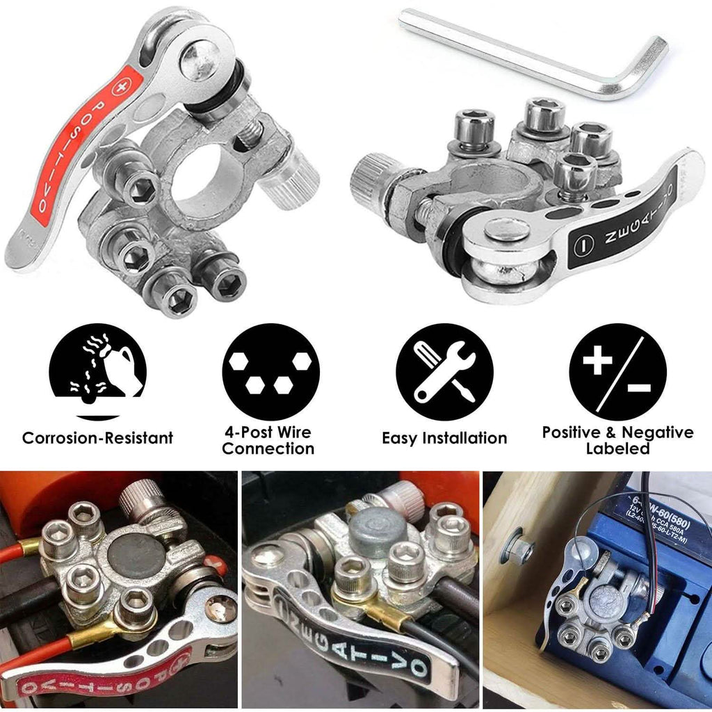 Lot de 2: Connecteur de borne de batterie à déconnexion rapide pour batterie de voiture