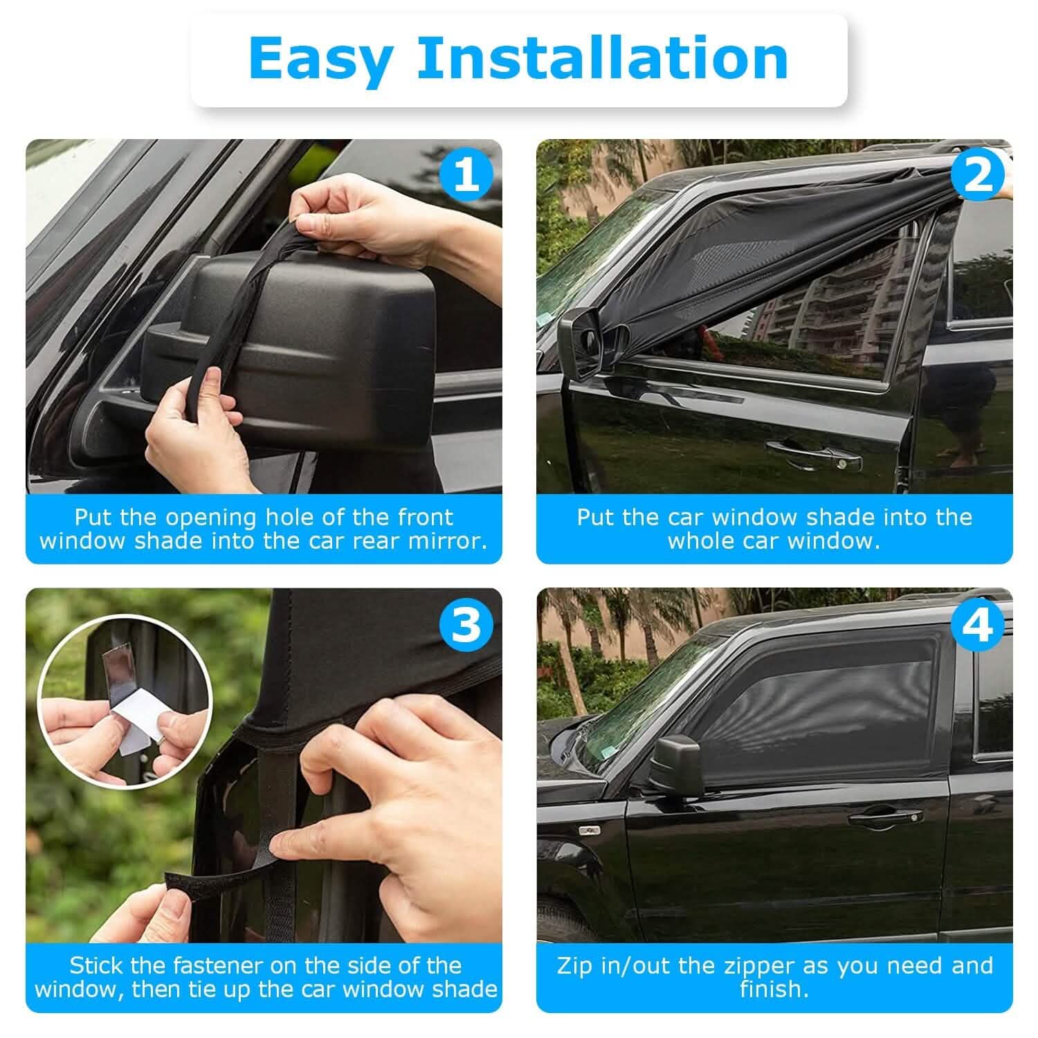 Lot de 2 pare-soleil pour vitres latérales de voiture