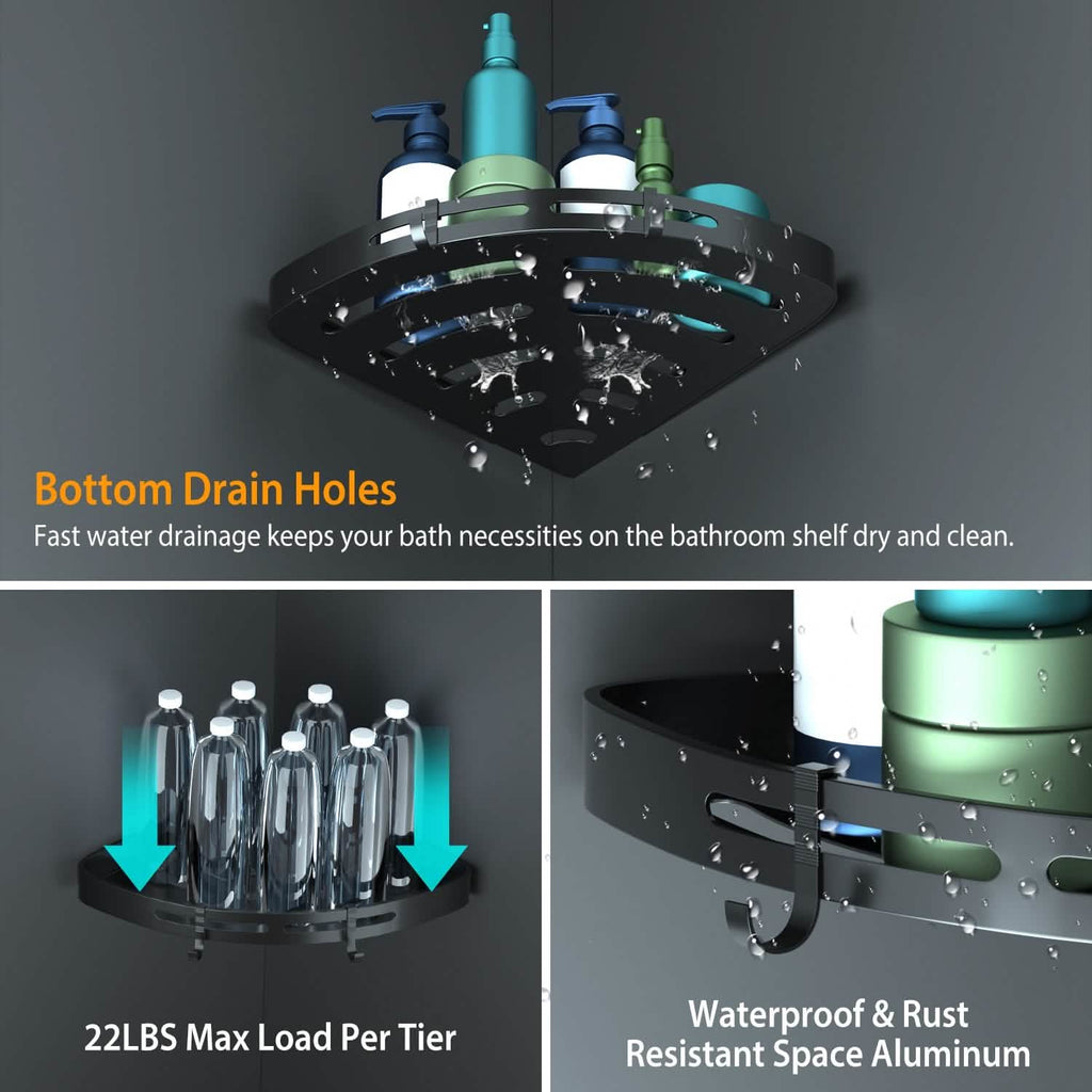 Lot de 2 : Étagère d'angle de douche