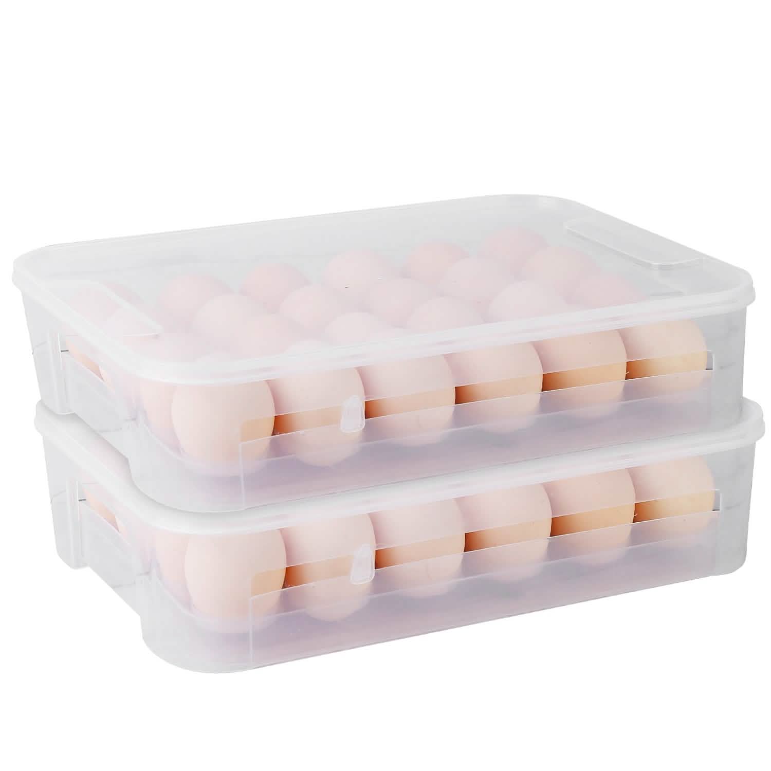 Lot de 2 : Boîte de rangement pour œufs empilable en plastique
