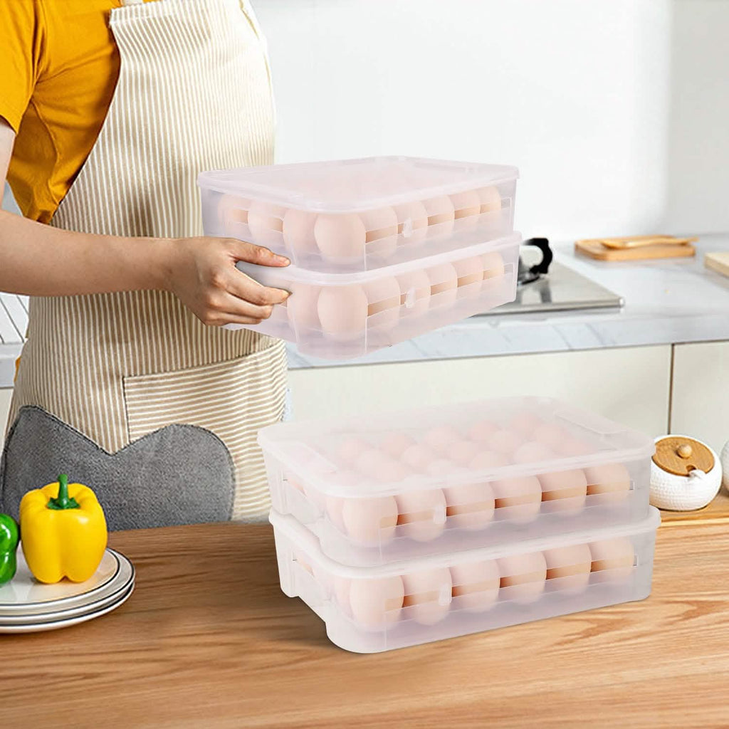 Lot de 2 : Boîte de rangement pour œufs empilable en plastique
