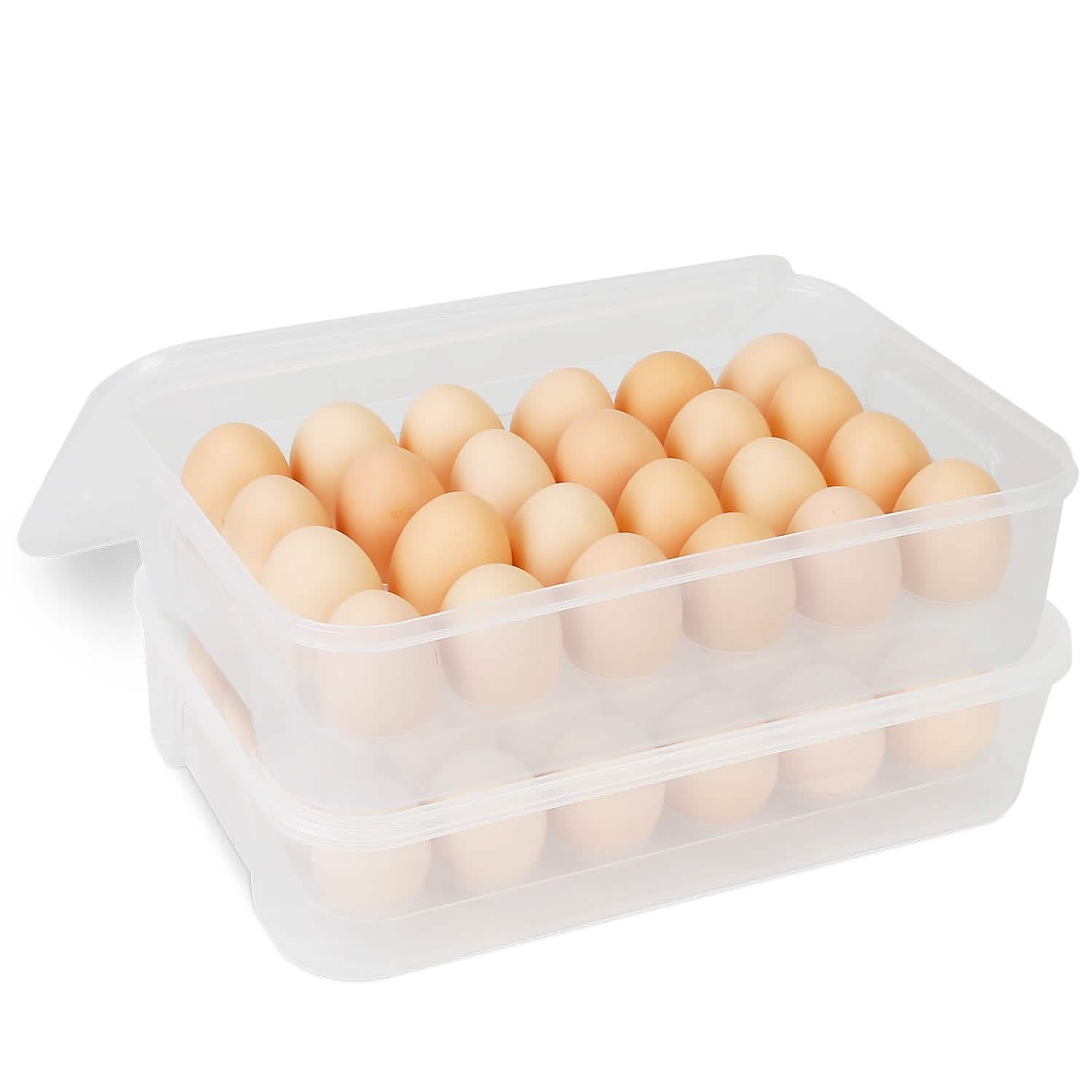 Lot de 2 : Boîte de rangement pour œufs empilable en plastique
