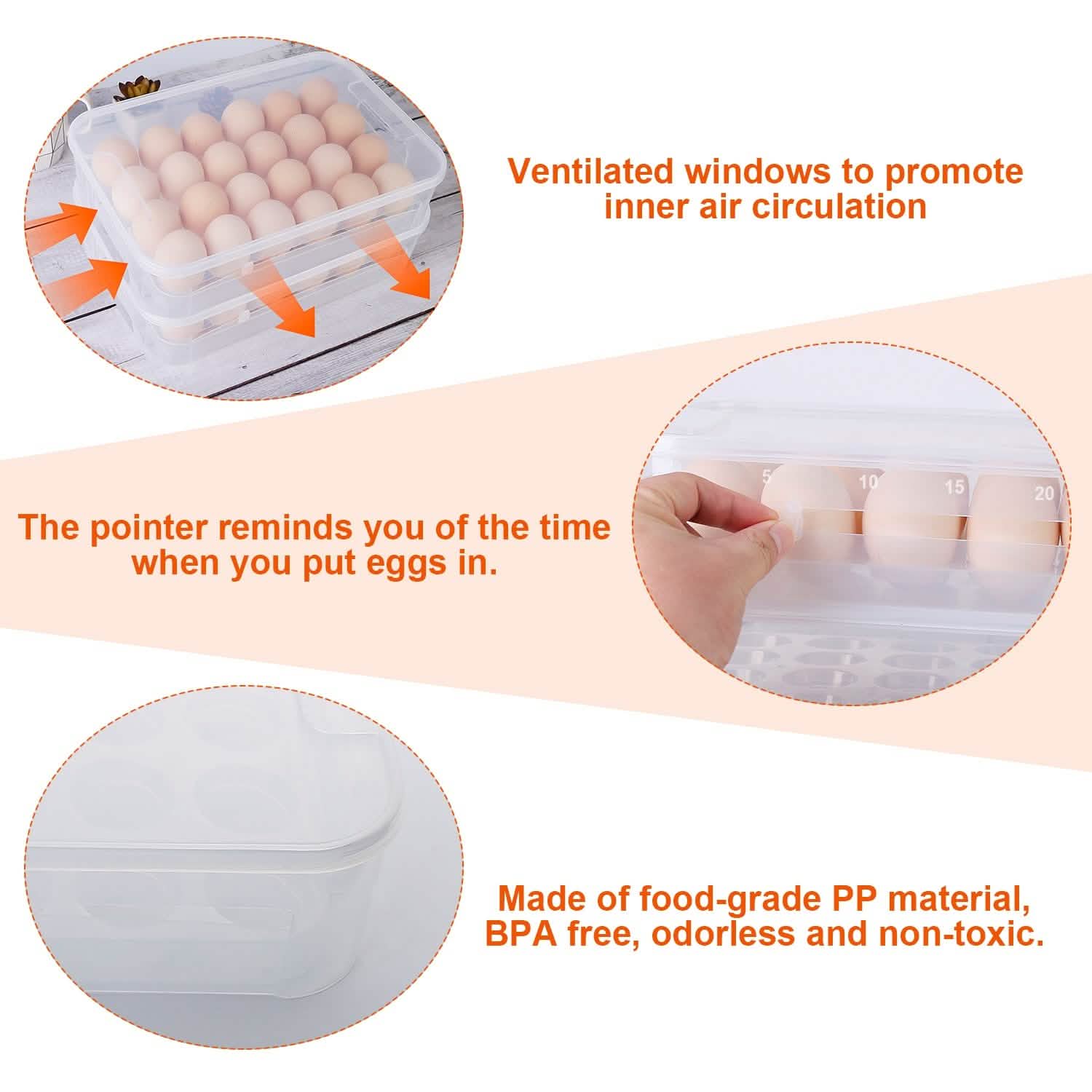 Lot de 2 : Boîte de rangement pour œufs empilable en plastique