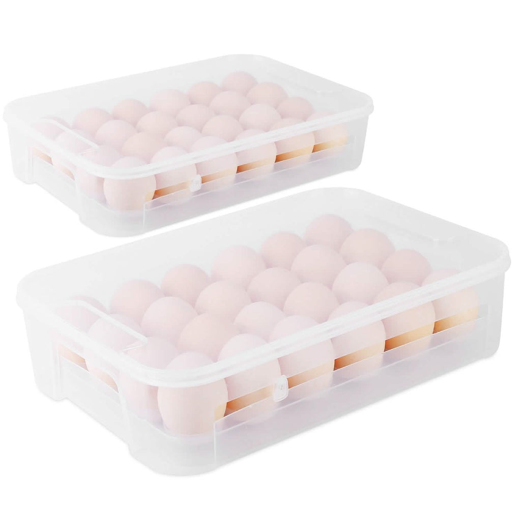 Lot de 2 : Boîte de rangement pour œufs empilable en plastique