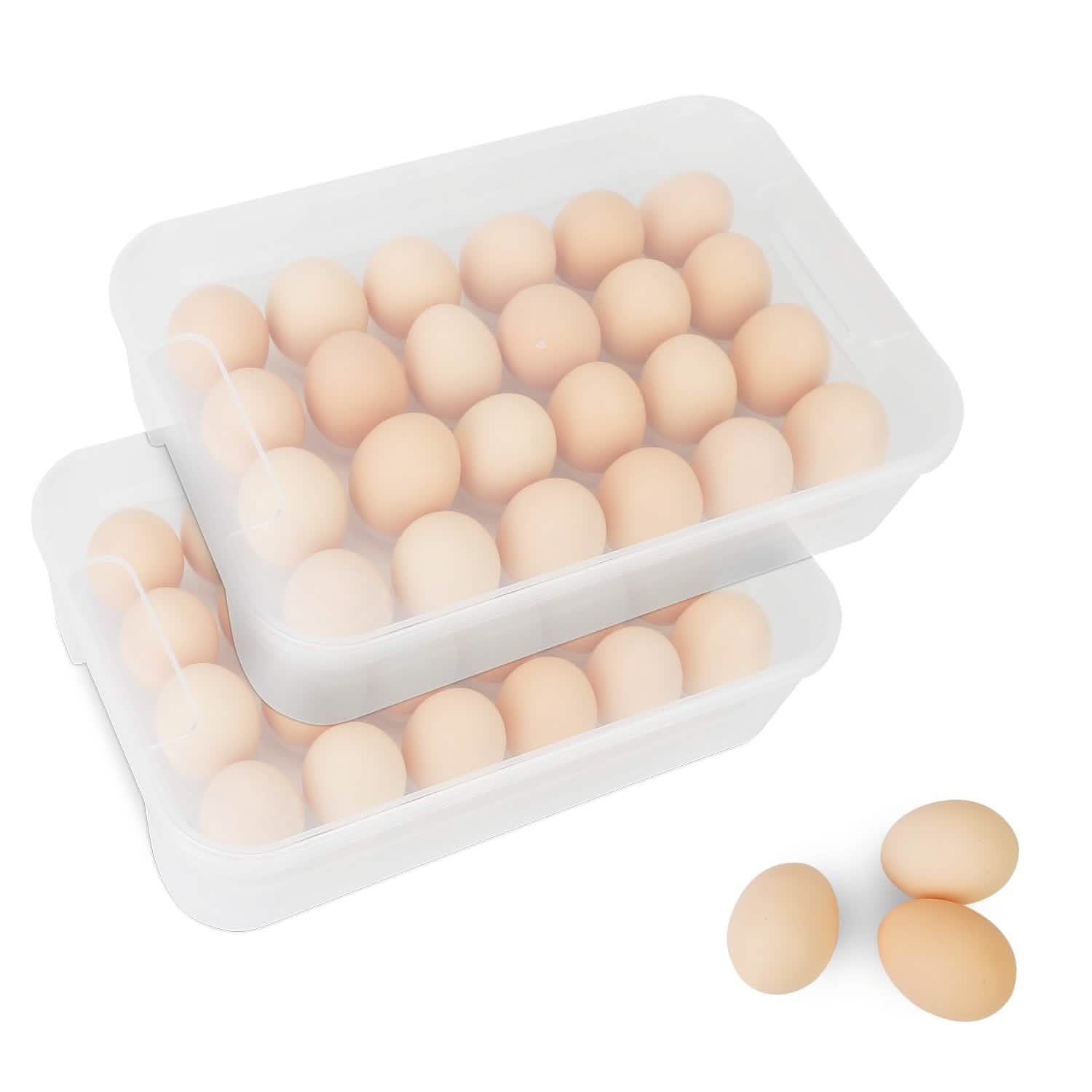 Lot de 2 : Boîte de rangement pour œufs empilable en plastique