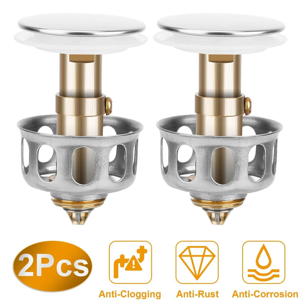 Lot de 2 : bondes de lavabo pop-up